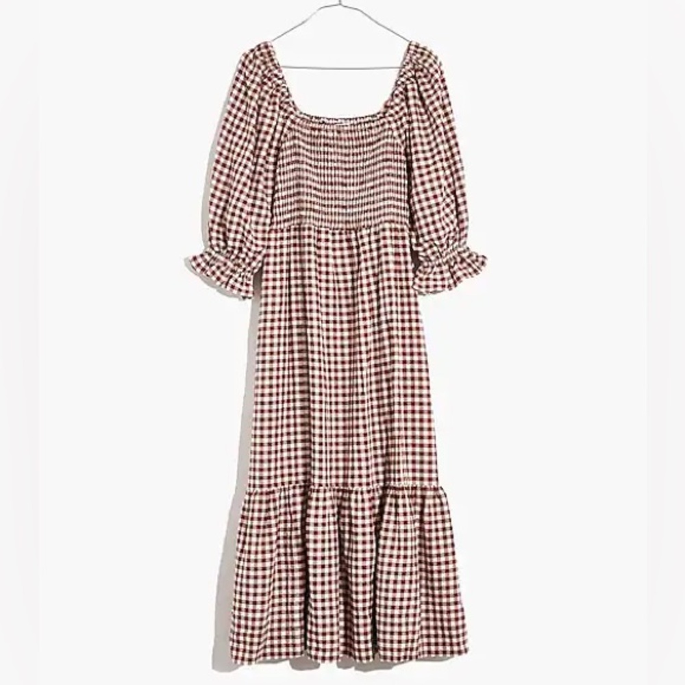 Madewell Lucie smocked gingham dress XS
